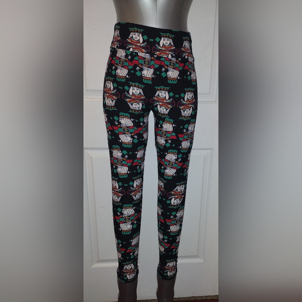 Lularoe Leggings Black King Queen Card Soft Pants Plus Sz OS 2-12